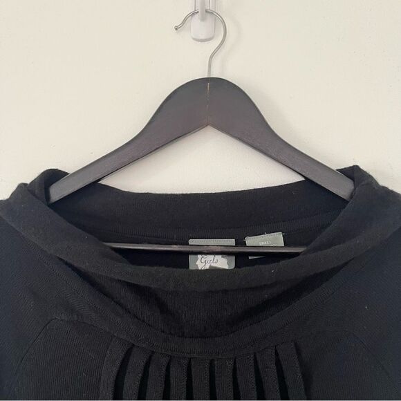 Anthropologie Girls From Savoy Black Cowl Bell Sleeve Front Pleats Sweater Dress - Picture 9 of 11